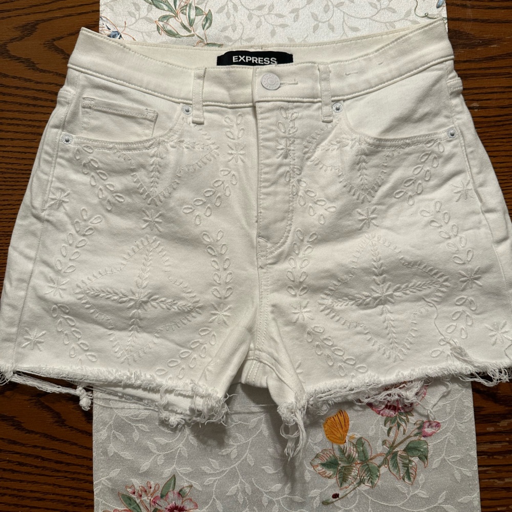 Express high-rise jean shorts